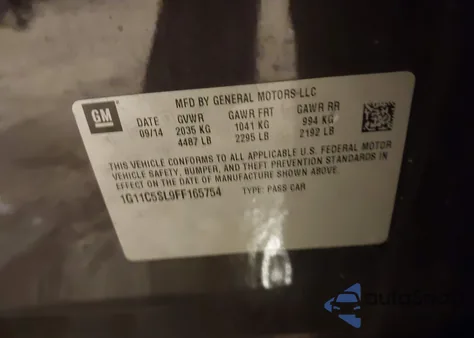 2015 Chevrolet Malibu 1Lt из США, поврежденный, VIN 1G11C5SL9FF165754